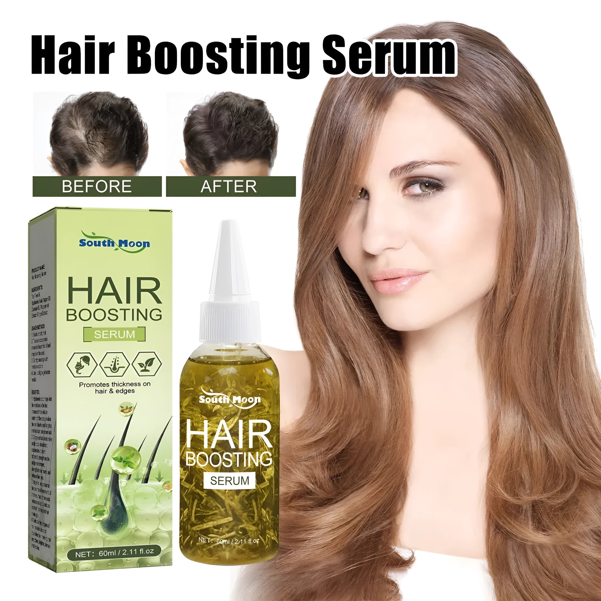 60ml bottle of hair care essential oil for anti-fall repair and dry split end treatment.