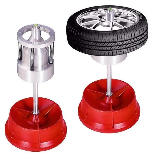 Portable wheel hub balancer with aluminium head and bull's eye level for tyre balancing