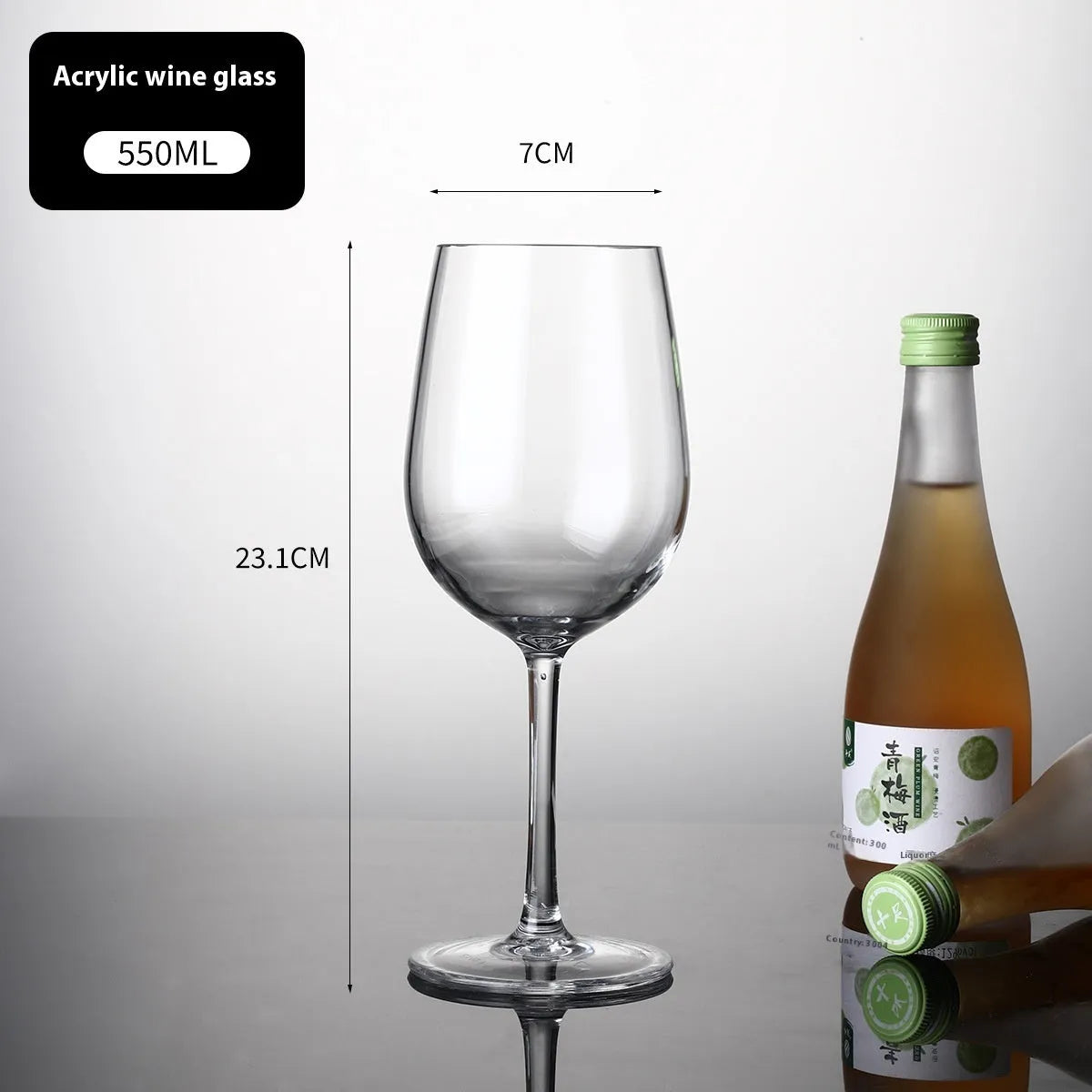 Clear acrylic red wine bottle with modern design for party catering and events