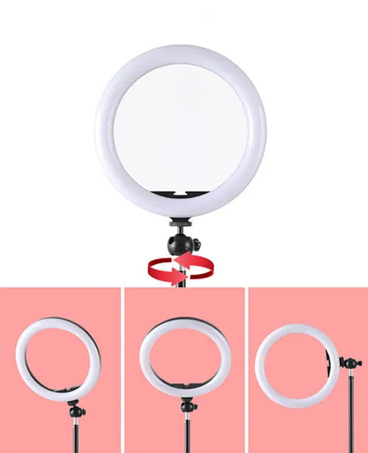 10-inch smartphone ring light with adjustable metal bracket for selfies and video recording