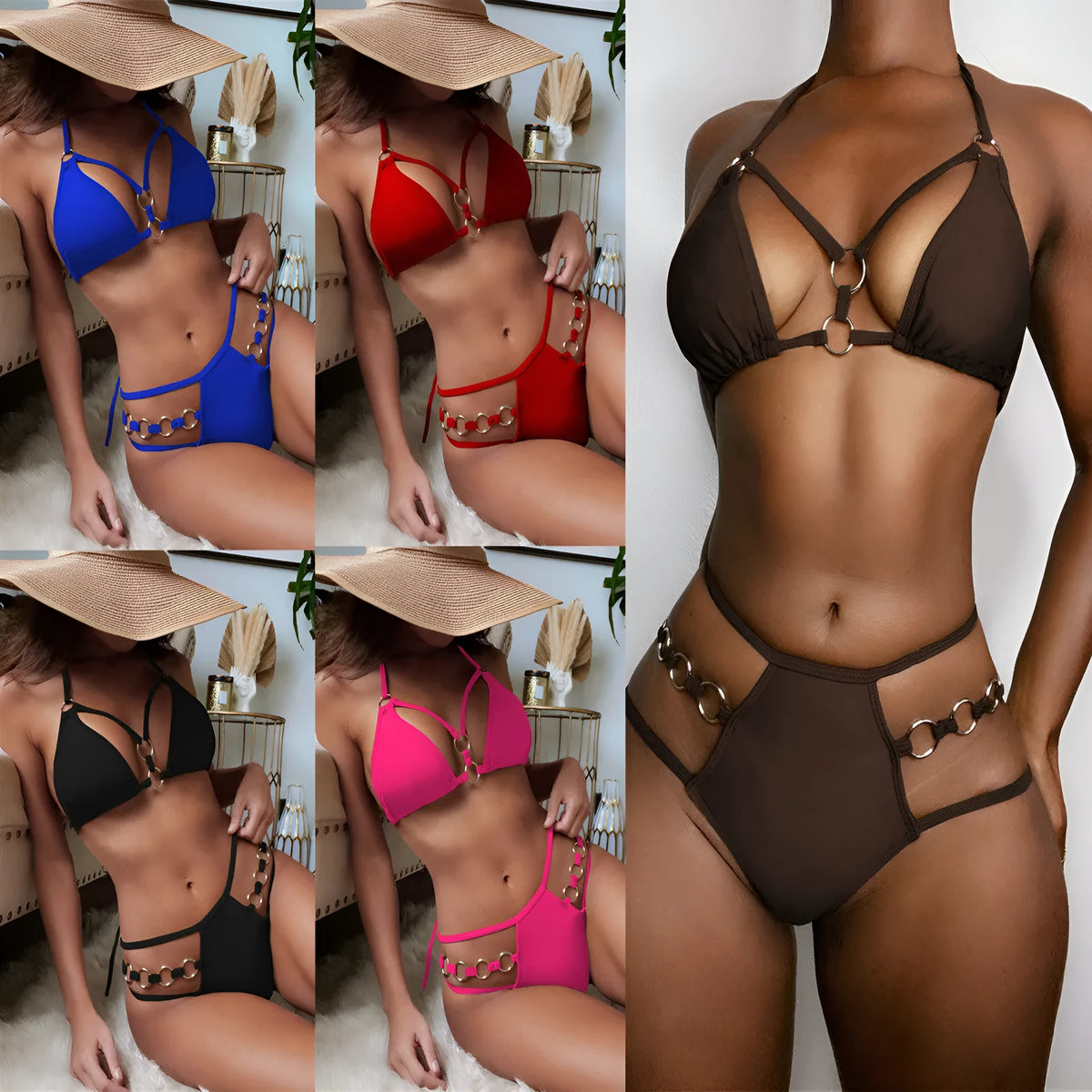 Women's separated nylon bikini swimwear in multiple colours for swimming