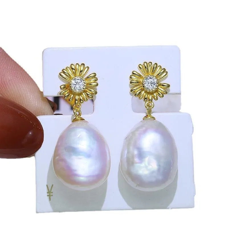 S925 sterling silver baroque flower earring components and ring holder material for DIY jewellery making.