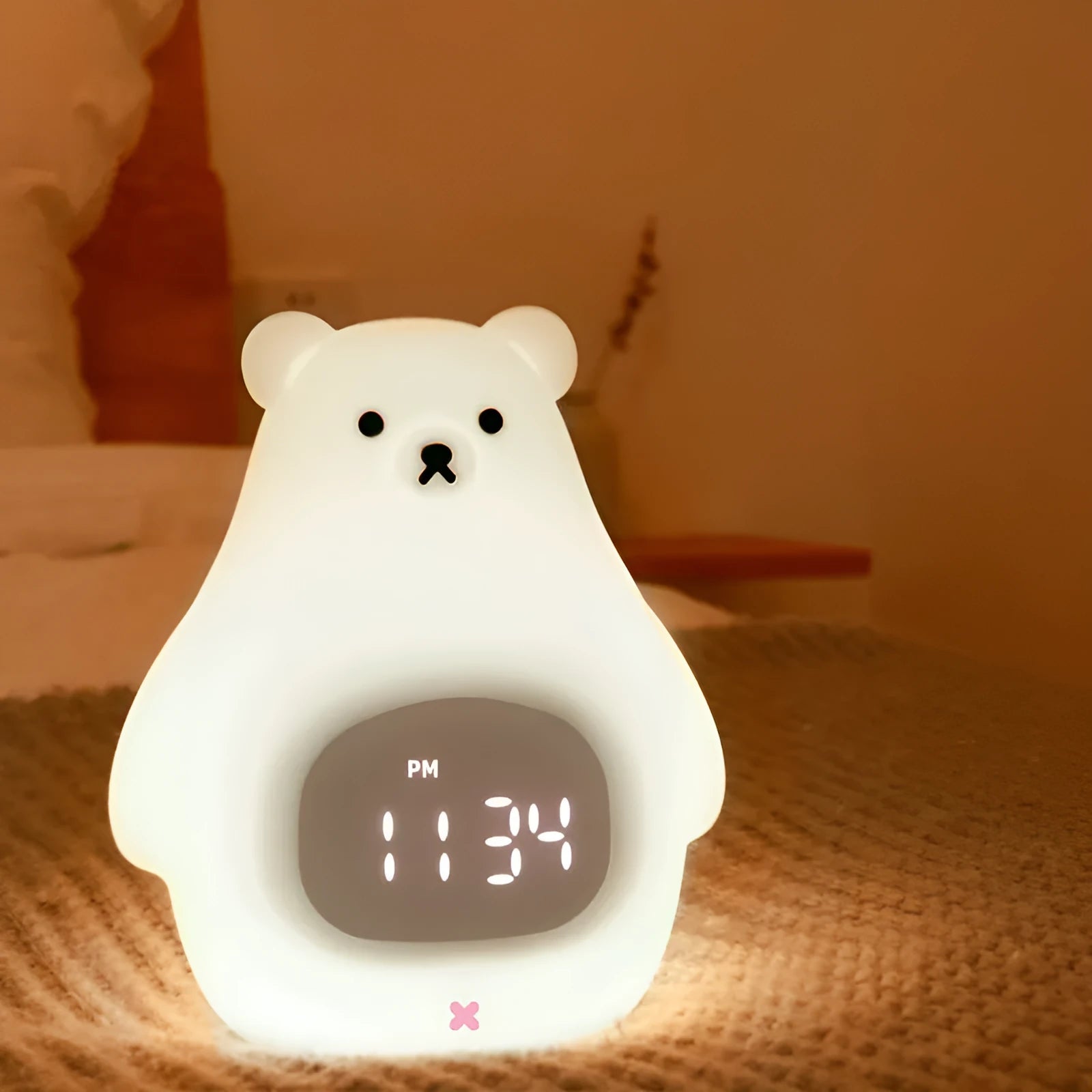 Big White Bear cartoon silicone night light with sleeping timer and remote control