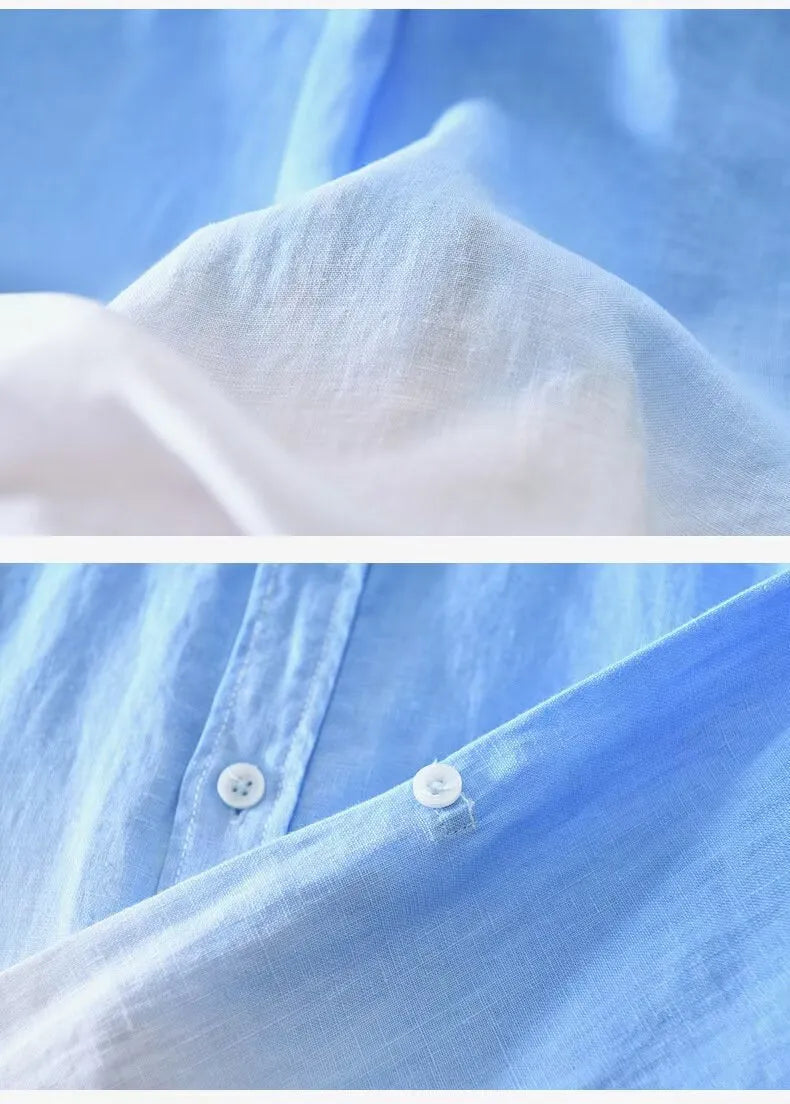 Men's slim fit loose casual top coat in polyester hemp fabric available in three colour options