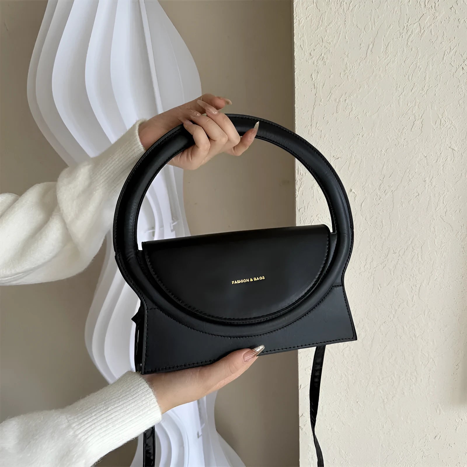Horizontal square PU messenger bag with stitching detail and shoulder strap in choice of five colours