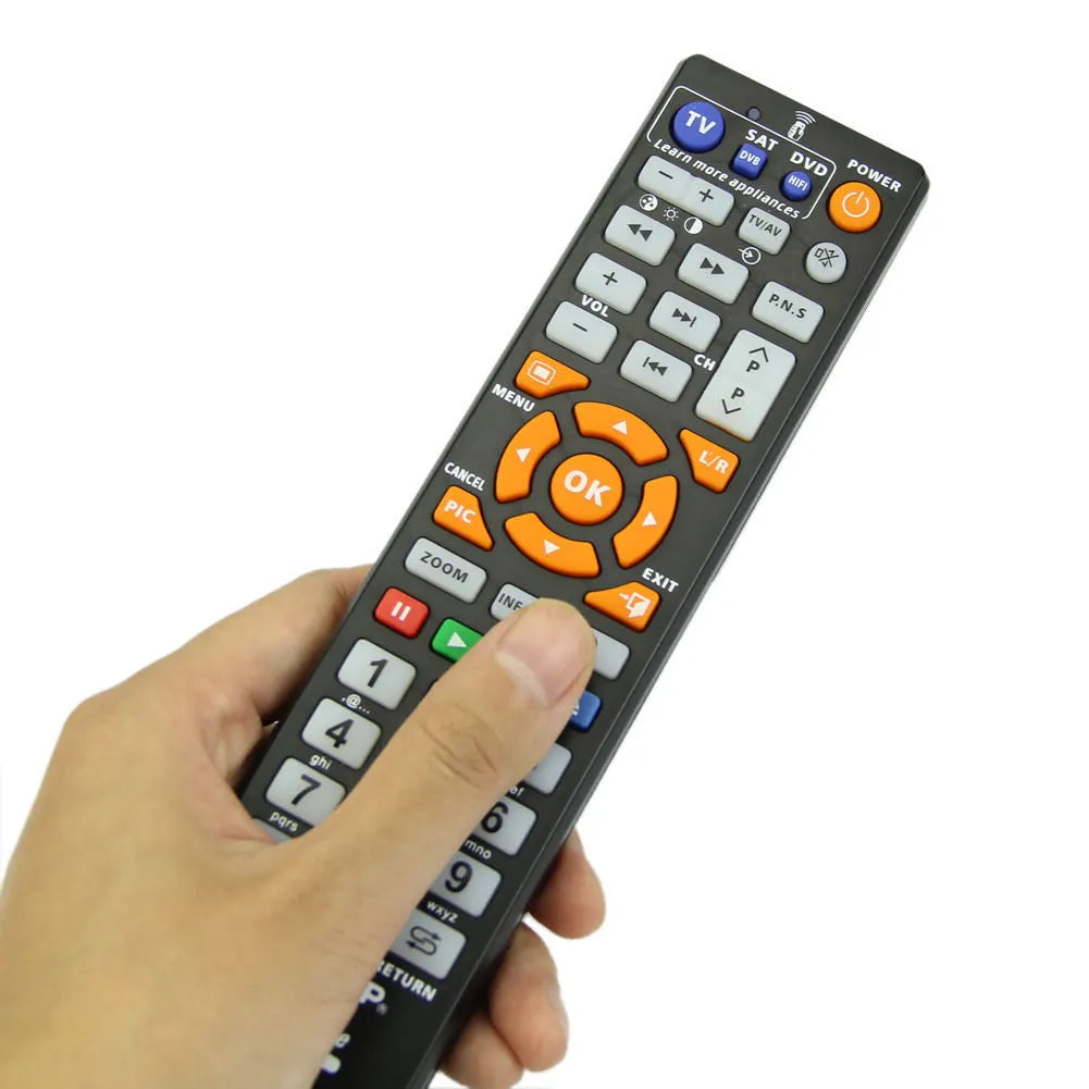 L336 black universal learning remote control for television and audio equipment with 8 metre range