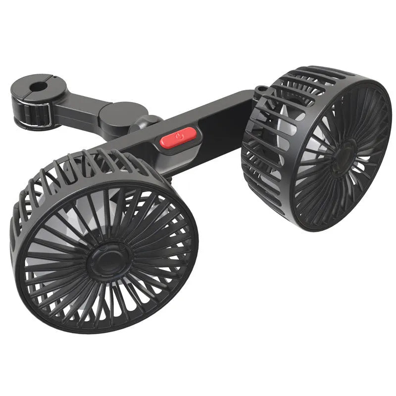 Black car USB rear pillow single head fan with universal vehicle compatibility and adjustable airflow control