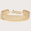 Golden iron waist belt with lantern head and net flower design, shown with hook fastening.