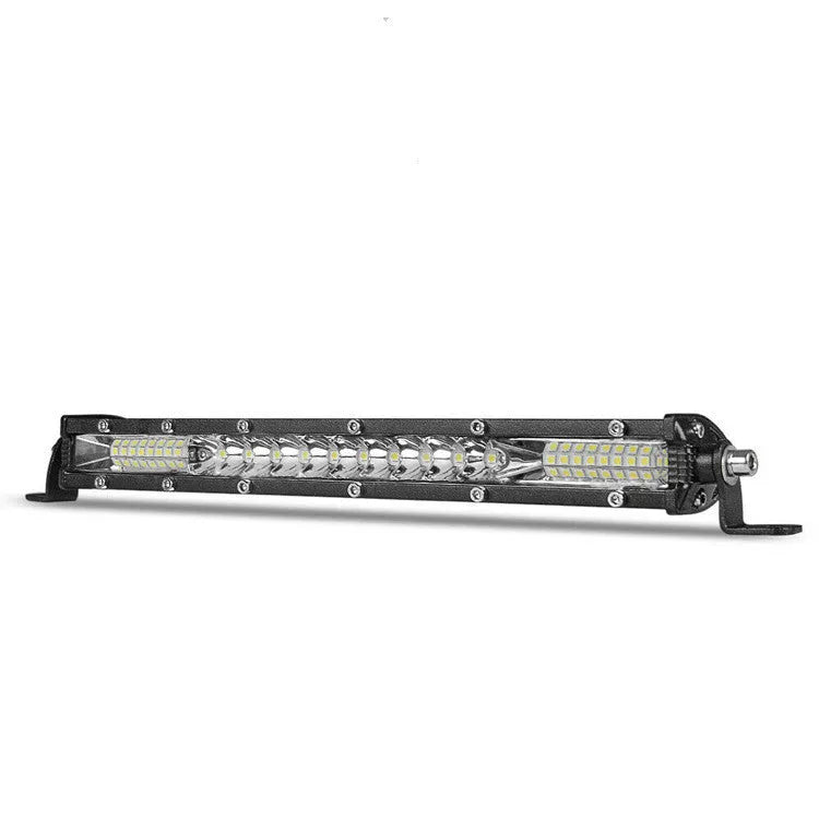 Ultra-thin white LED strip light for Model TY vehicle bumper in aluminium alloy housing.