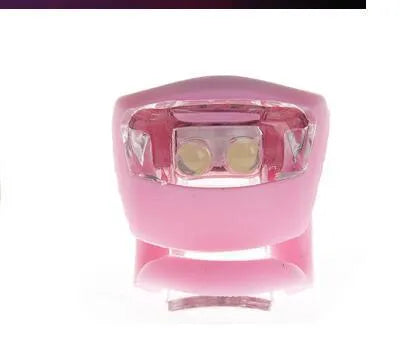 LED bike safety light with flexible silicone body, clip-on fitting and one-touch switch for cycling and nighttime use