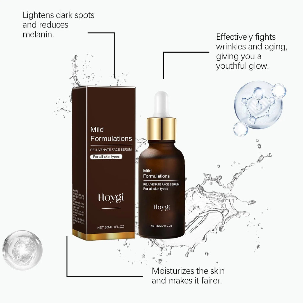 30ml facial skin care essence bottle with hyaluronic acid, vitamin C, collagen and arbutin ingredients