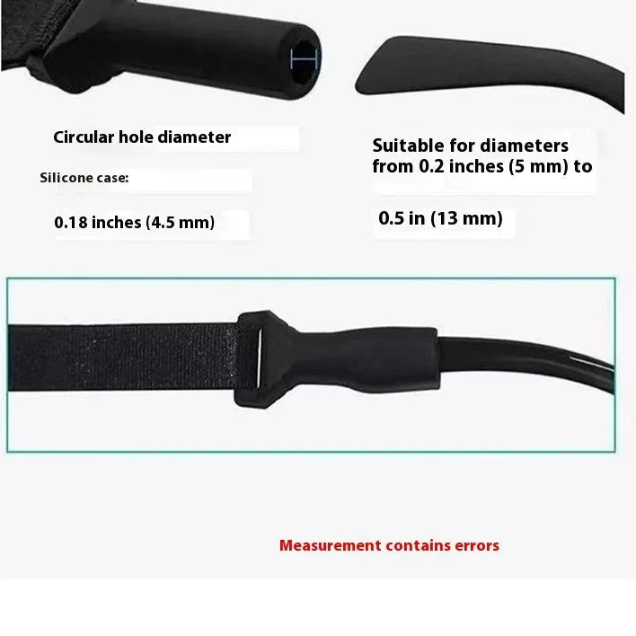 Black adjustable glasses cord with silicone earpiece ends shown on spectacles
