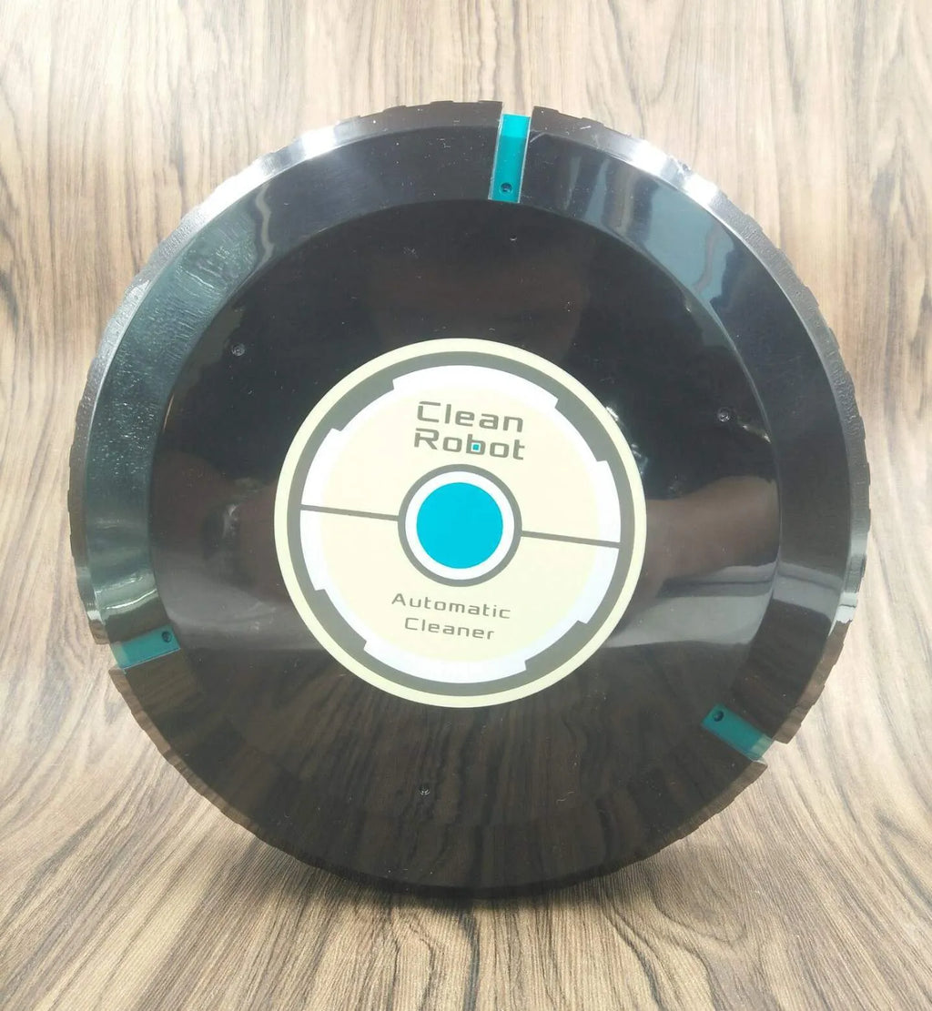 Black or white AC robot vacuum cleaner on a wooden floor showing its 23-inch square size and low profile.