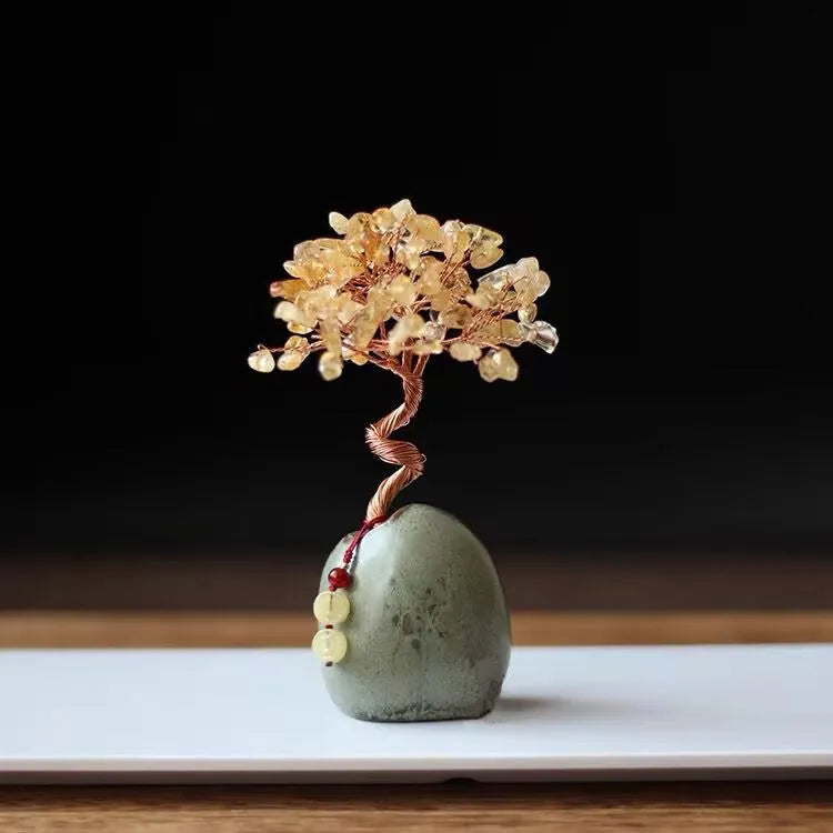 Citrine Pachira macrocarpa crystal stone ornament in Chinese style for decorative display