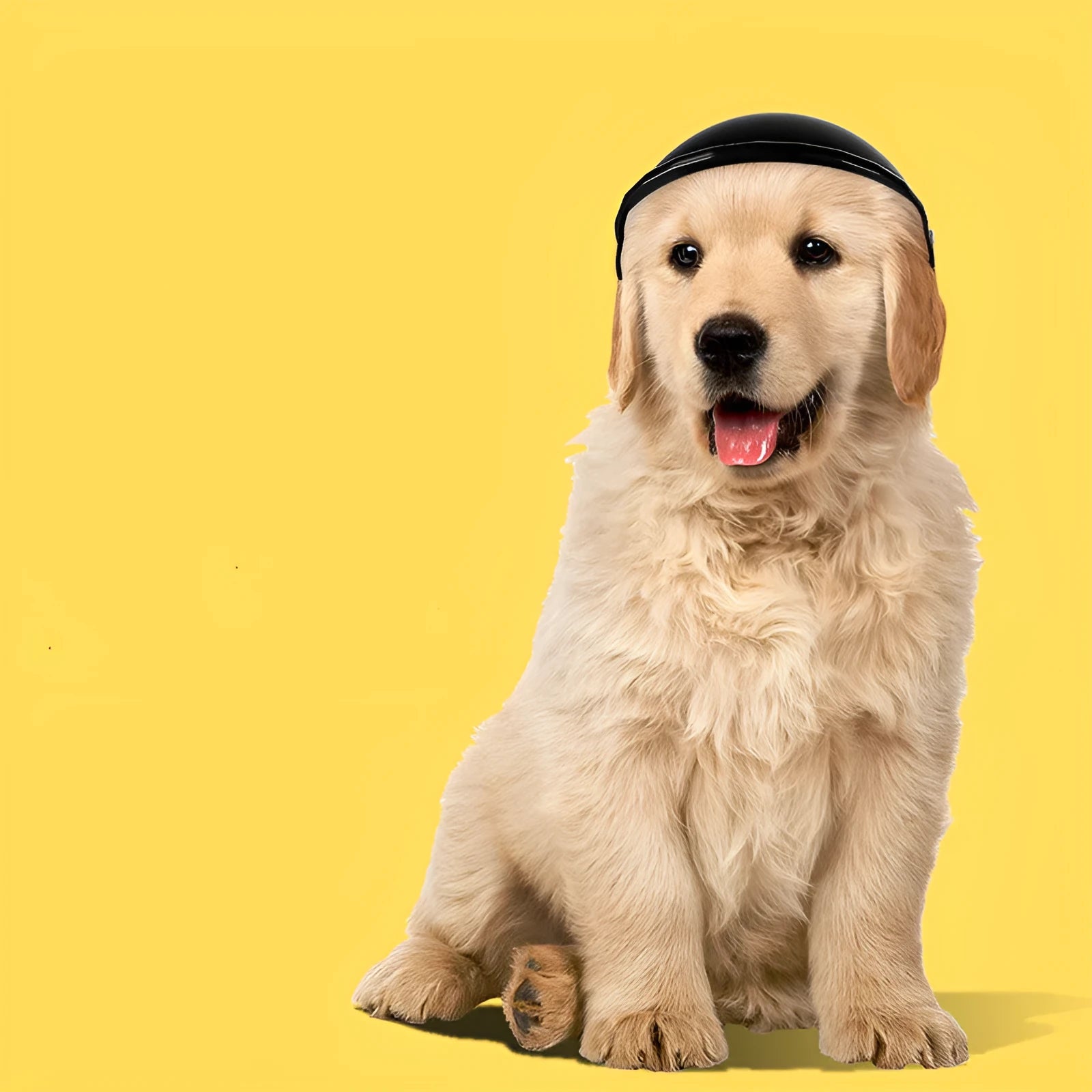 S size plastic pet helmet for motorcycle safety in black, green, pink, or yellow