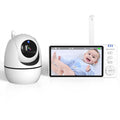 White HD wireless baby monitor with 5-inch screen showing nursery temperature display