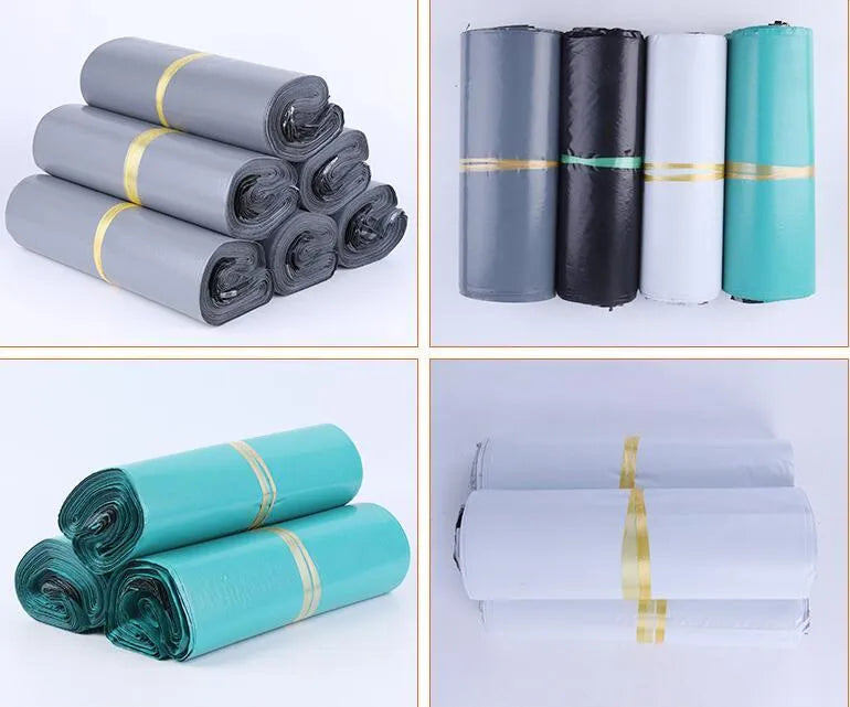 PE courier clothing bags with adhesive seals in multiple sizes and colours