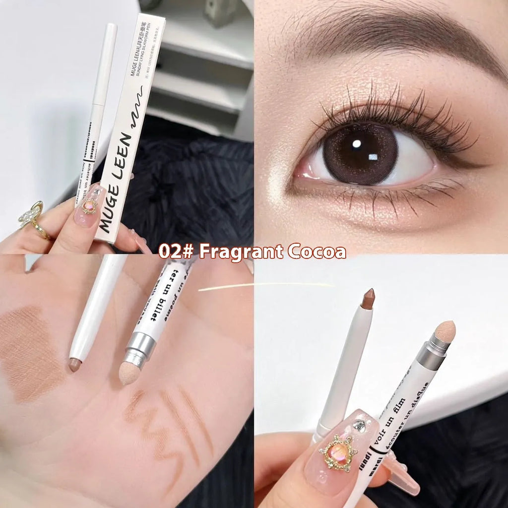 Waterproof 2-in-1 brightening eyeliner pen in six colour options for universal skin types.
