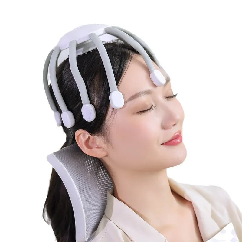 YK series USB-powered head massager showing black model with multiple massage claws