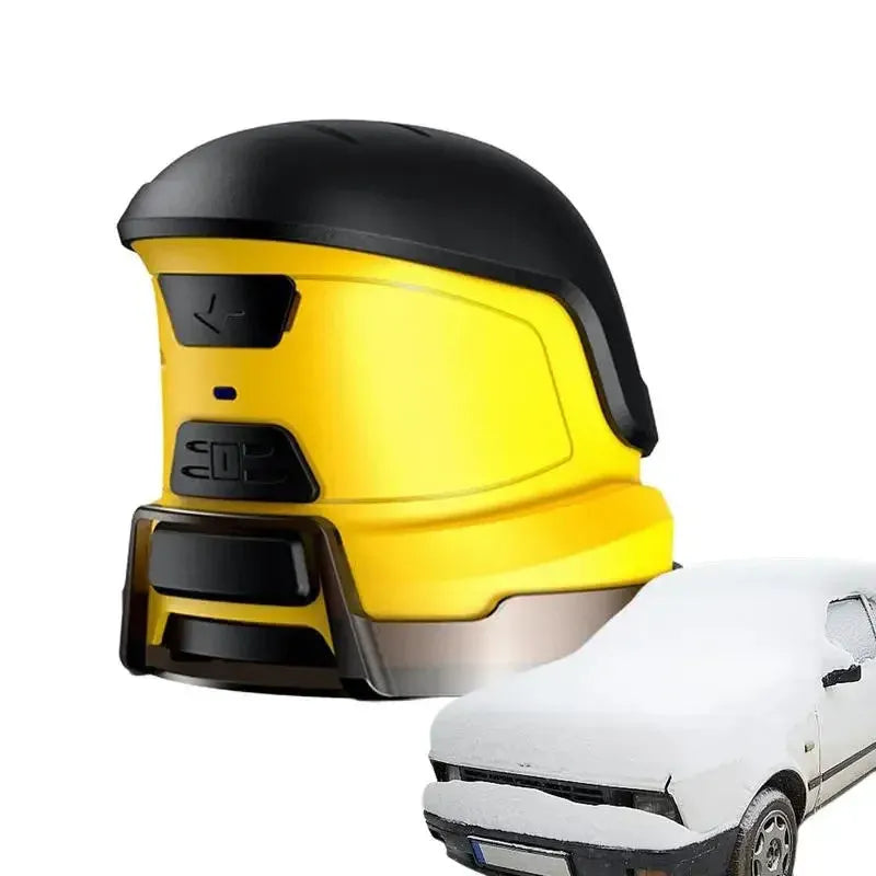 Yellow cordless electric ice scraper with USB charging cable for car window de-icing