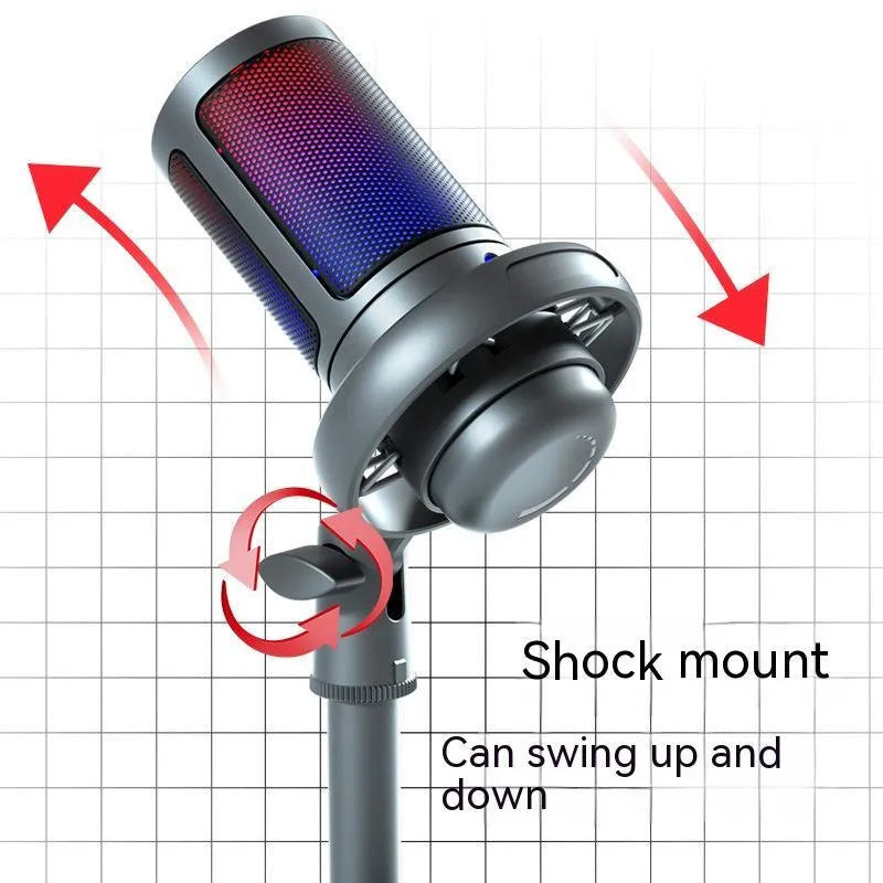 RGB condenser USB microphone with 150cm cable in black, white, and pink colour options