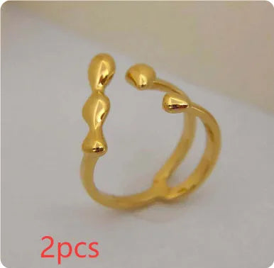 Brass adjustable opening ring with circular design in gold or silver finish for women