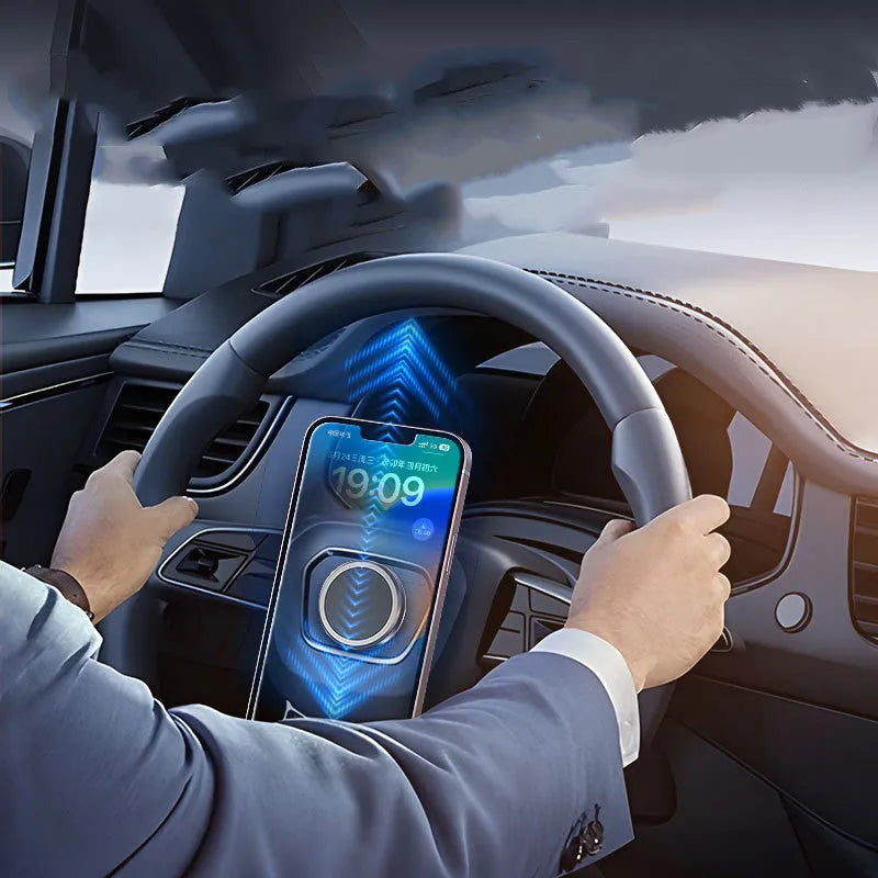 Obsidian black magnetic mobile phone holder with alloy construction and centripetal force adsorption design