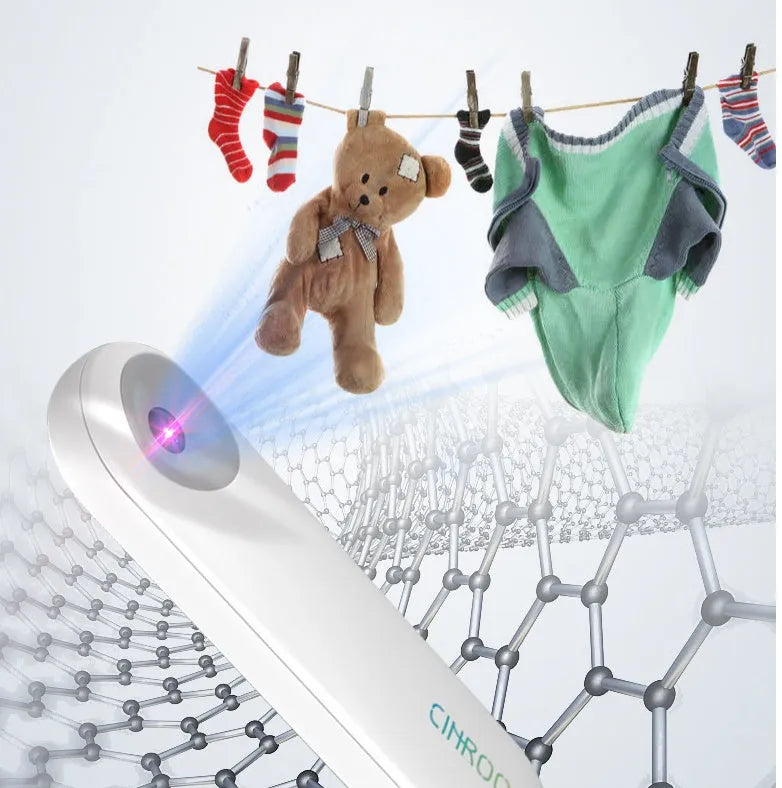 White portable UV-C sterilizer disinfection lamp showing compact handheld design