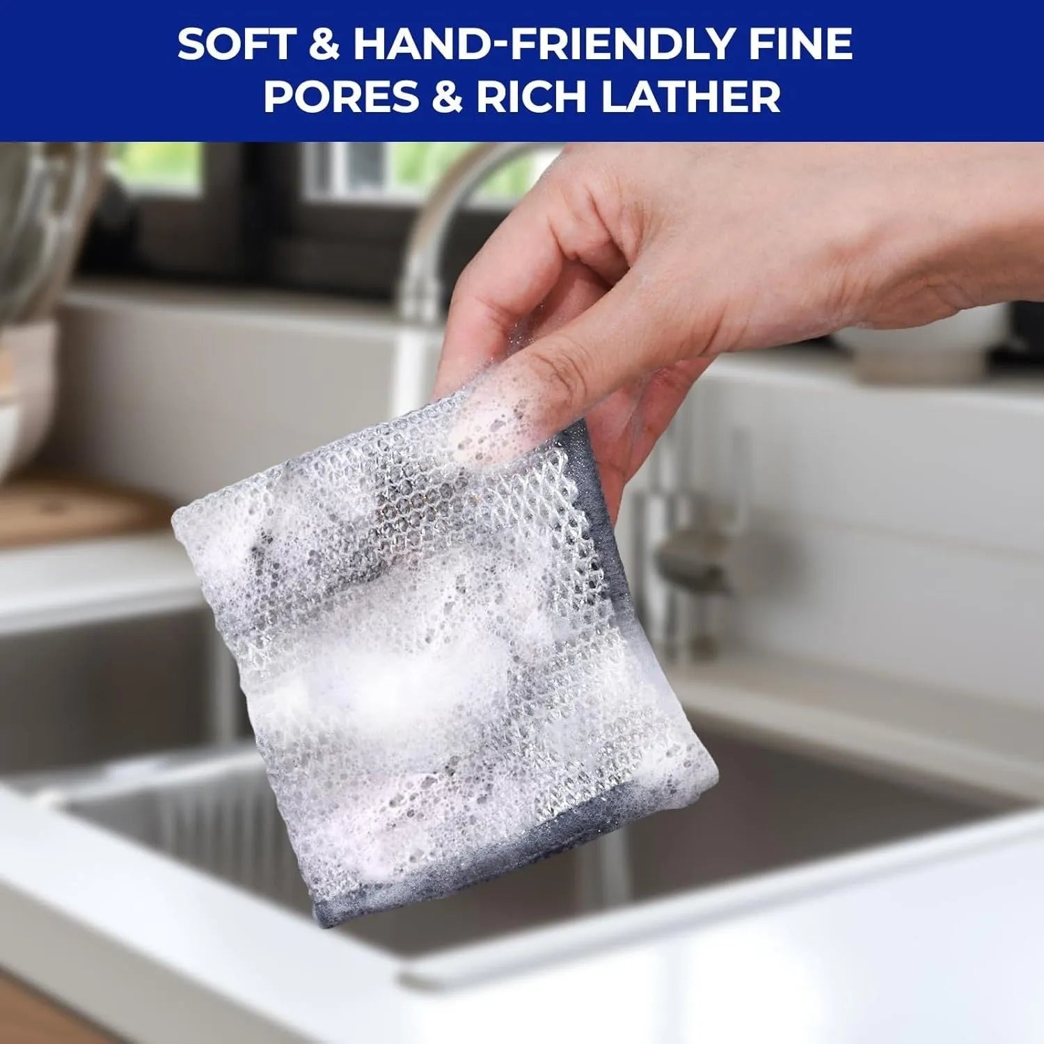 Double-sided silver wire cleaning rag for pots and bowls in 20x20cm size