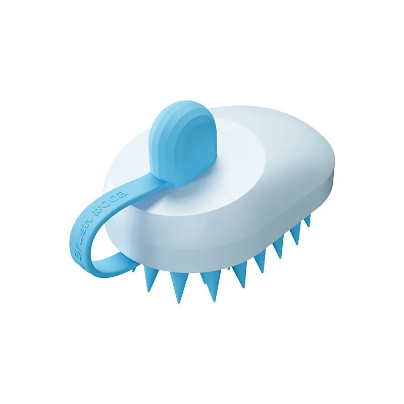 Silicone pet grooming brush for dogs with dual hair removal and bath massage functions in four colour options
