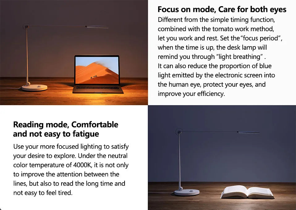 ProLED folding desk lamp with adjustable colour temperature shown on a wooden desk