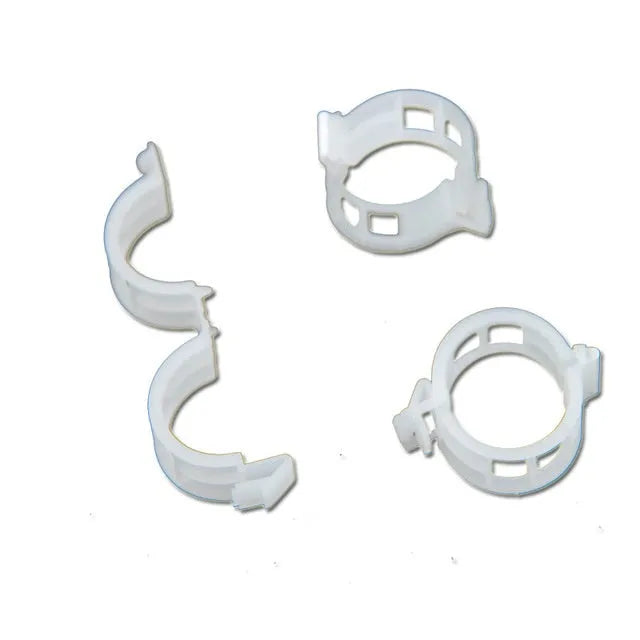 A set of 50 plastic tomato plant grafting clips, shown in a random colour mix, for securing garden vines.