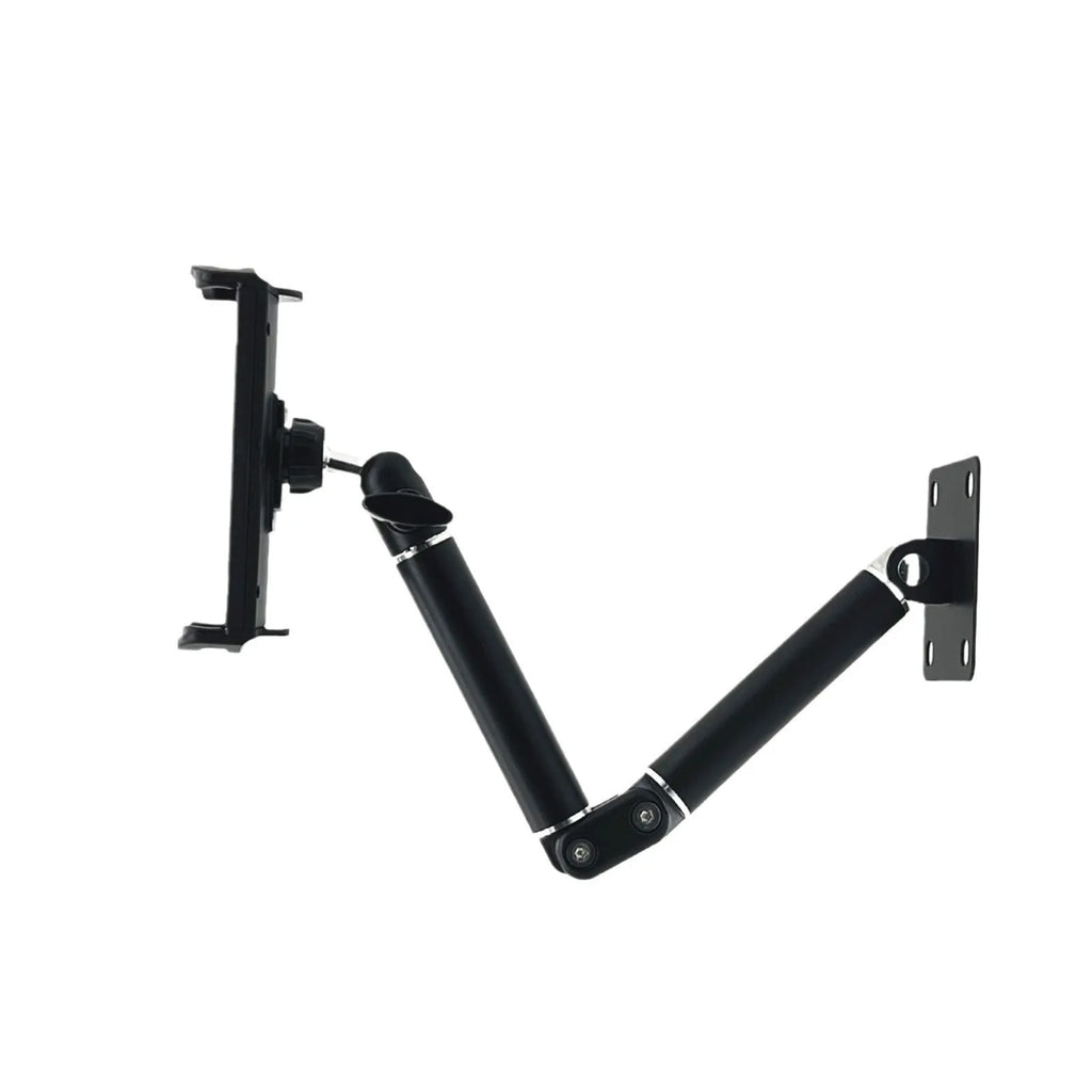 Universal alloy wall rack for tablet and large mobile phone, shown as a wall hanging bracket for home or office use