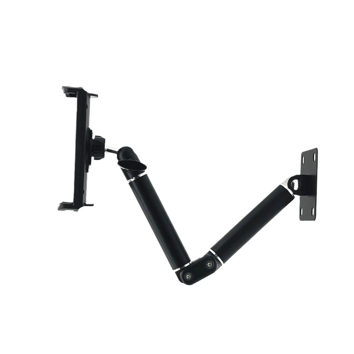 Universal alloy wall rack for tablet and large mobile phone, shown as a wall hanging bracket for home or office use