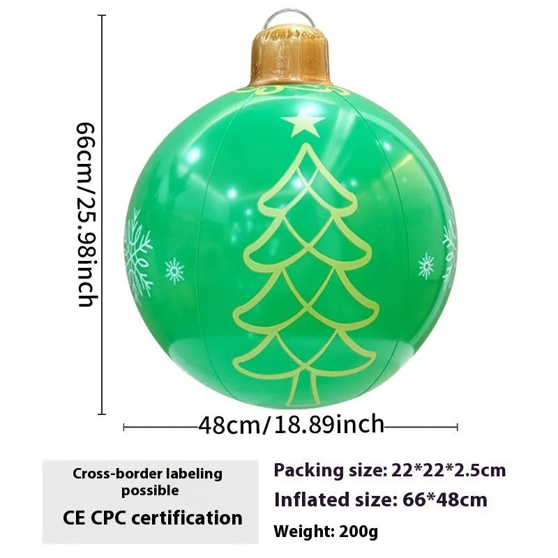 63cm inflatable Christmas ball with flashing LED lights in various designs for outdoor garden decoration