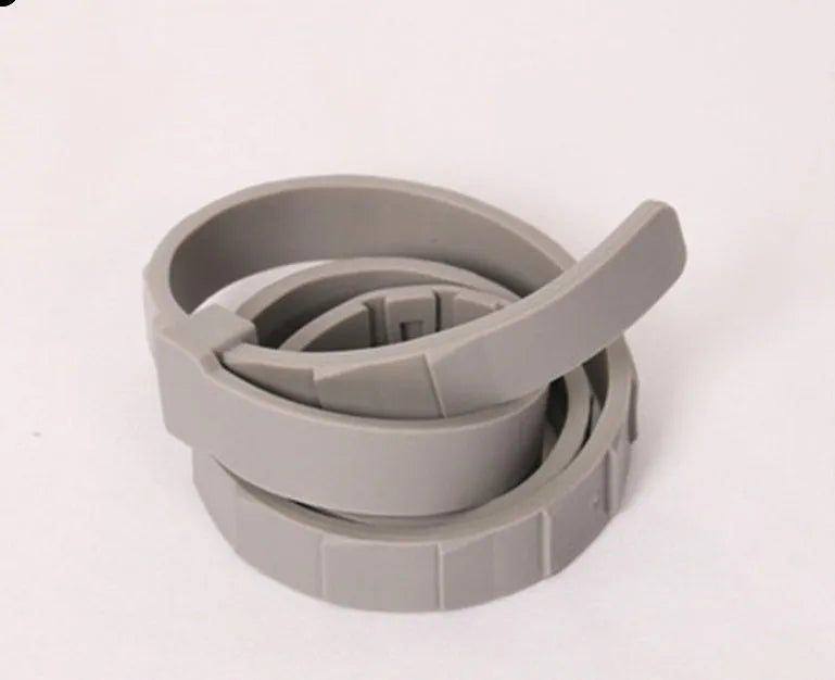 Rainbow coloured plastic flea collar for pets shown in cat and dog style options.