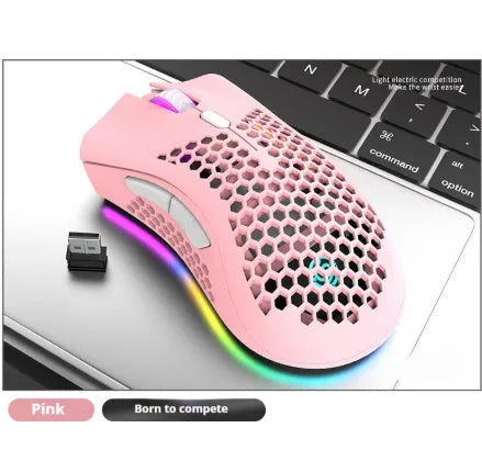 BM600 hollow out wireless mouse with luminous charging in black, cyan or white colours
