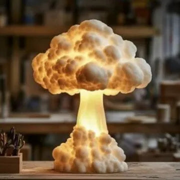 Mushroom cloud shaped table lamp with USB socket power connection