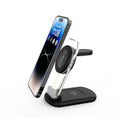 Transparent folding magnetic wireless charger showing internal components with black or white casing options