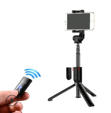 Aluminium alloy Bluetooth selfie stick with tripod legs and remote control for mobile phones