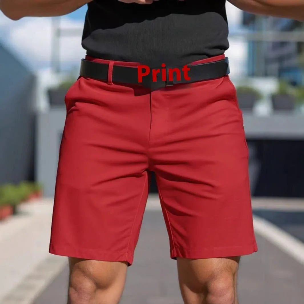 Men's straight leg fifth pants in solid colours with business casual design