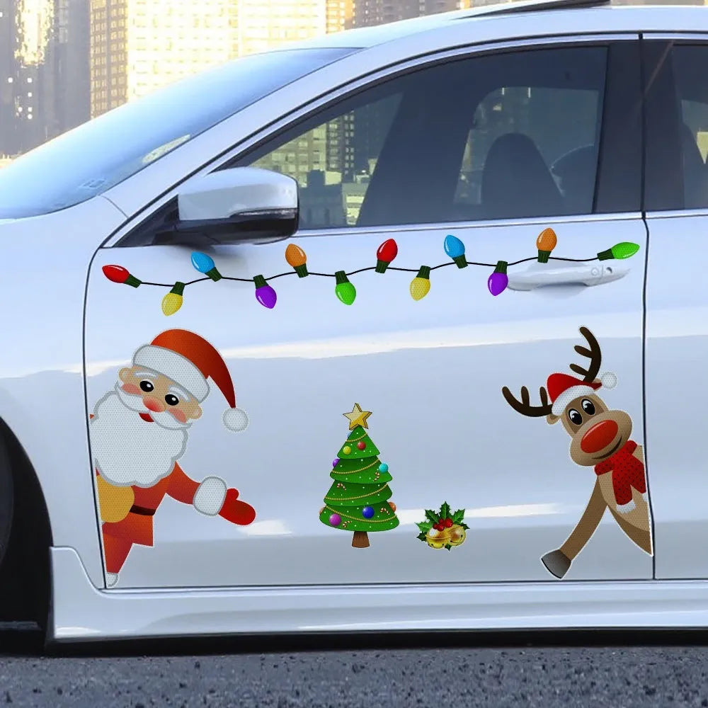 Christmas elk reflective magnetic car decoration sticker with cartoon design in RFM025 colour
