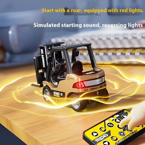 1:64 scale alloy Bluetooth remote control forklift model with obstacle course accessories