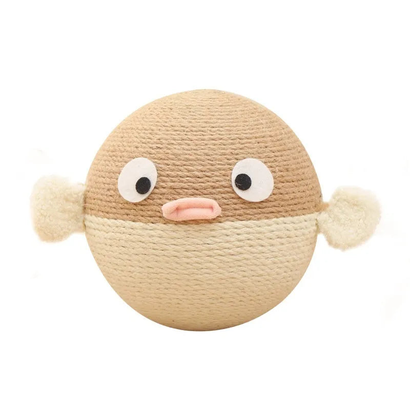 15cm cube puffer leakage food feeder toy for cats and dogs made from sisal hemp