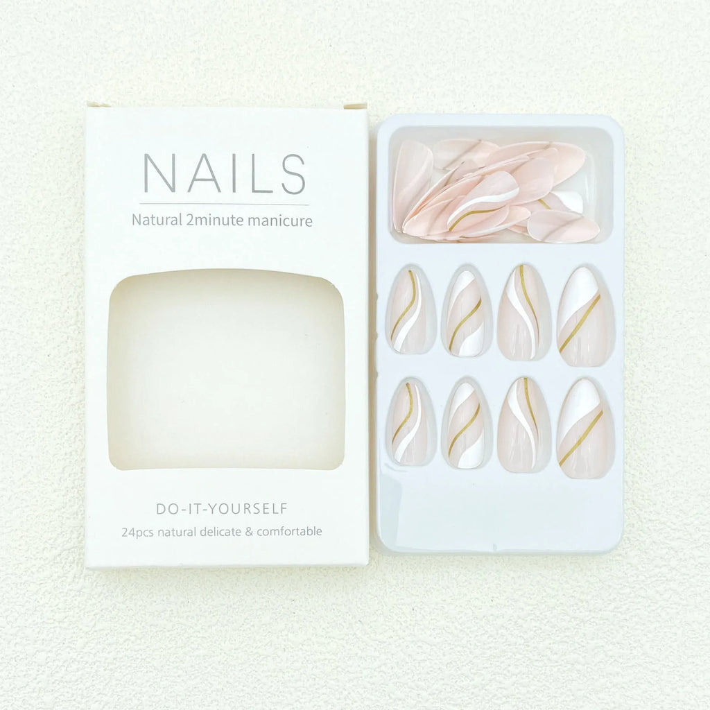 Golden Lines medium drop-shaped plaid pattern nail stickers with jelly glue adhesive JF0518