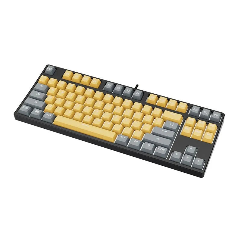 87-key wired mechanical keyboard with hot-swappable switches showing two-tone colour options