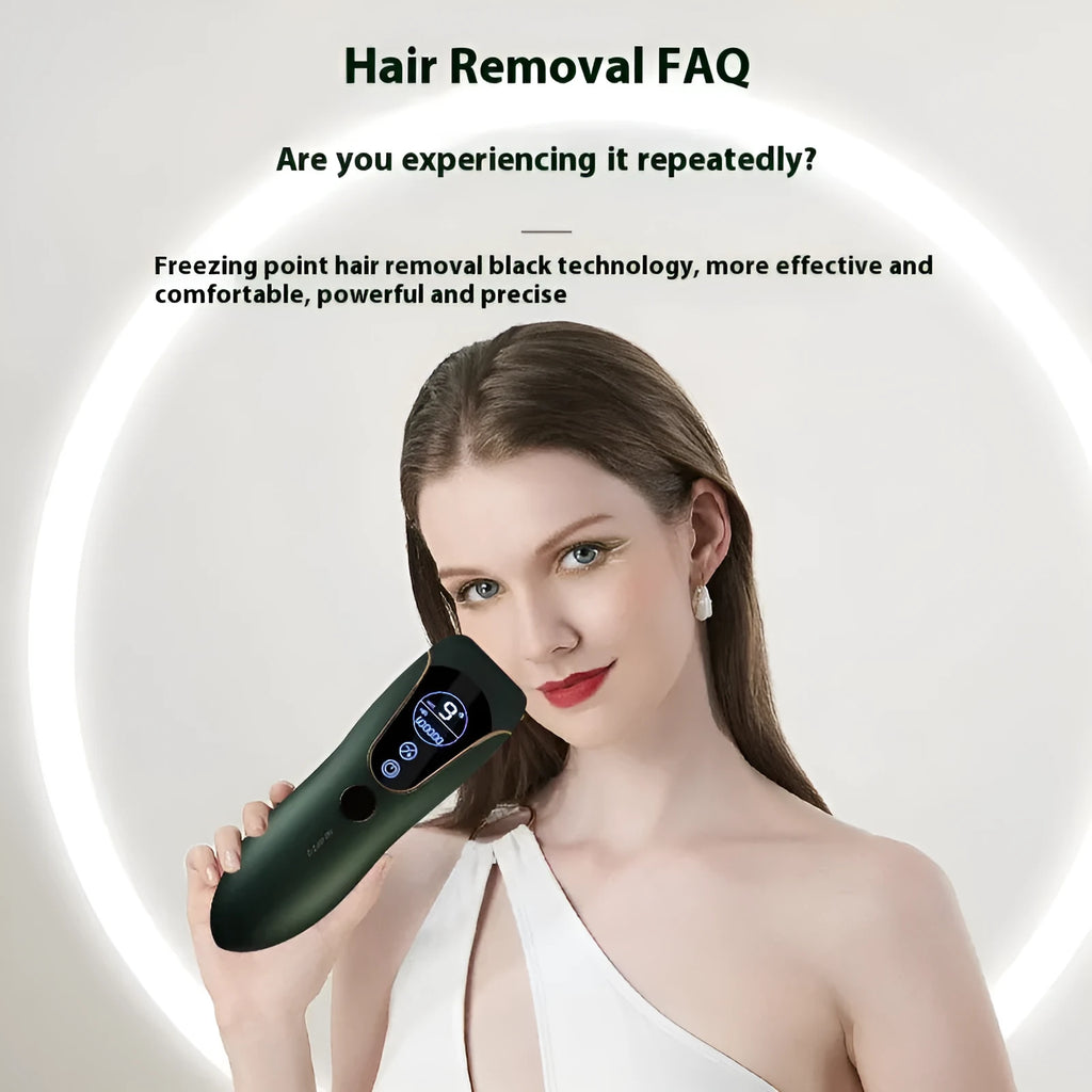 Freezing Point hair removal device in Sundial Green, Pink or White colour on a white background.