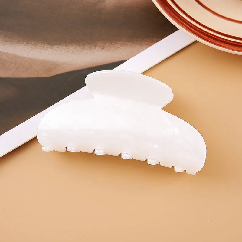 10cm pink and white acrylic shower shark hair clip with double sided spot drill design