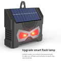 Black animal-shaped outdoor ultrasonic repeller with solar panel on top.