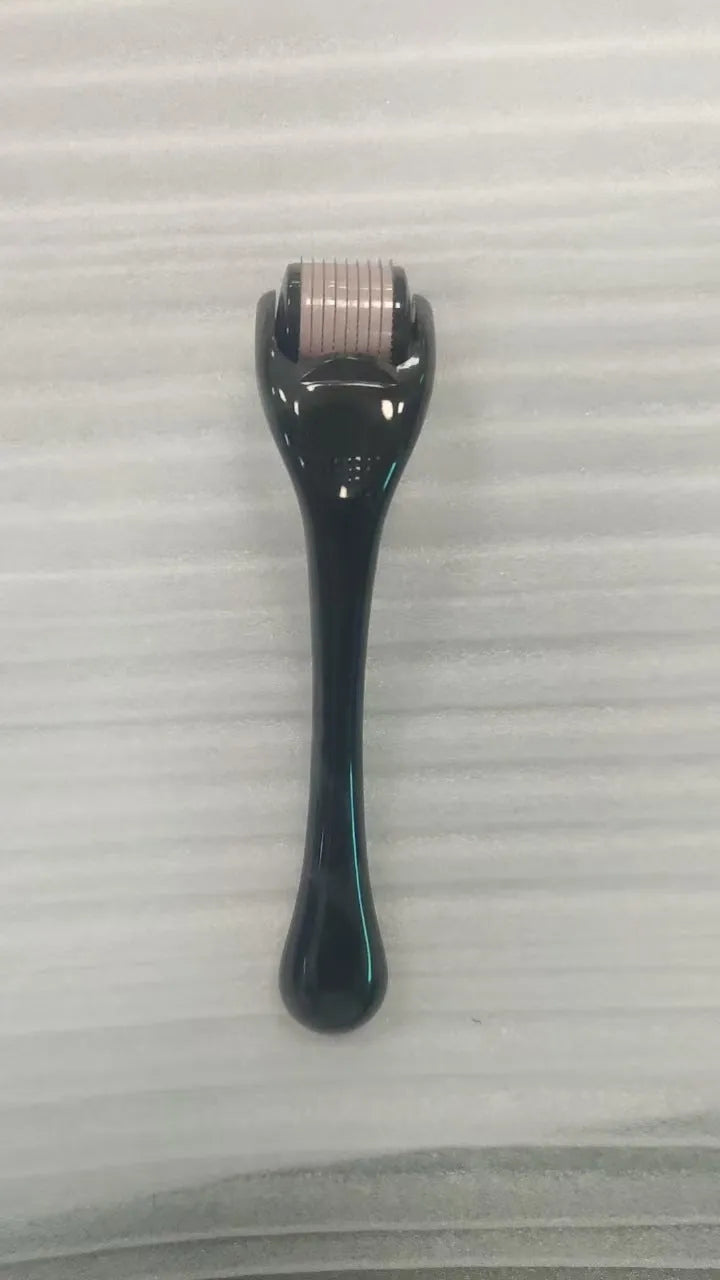540 needle derma roller micro needling device with black handle and purple roller wheel